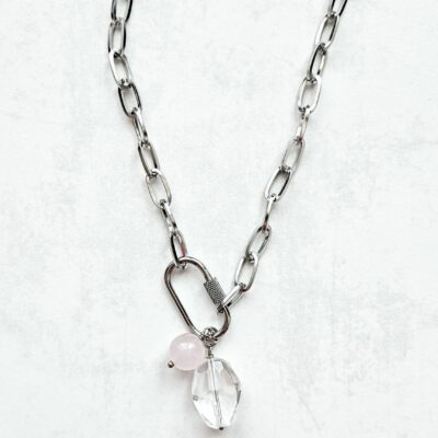 Sidabro spalvos grandinėlė su akmenėliais