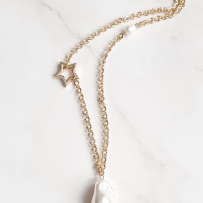 Grandinė su žvaigžde ir perlu